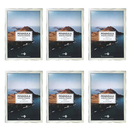 6PK Unigift Peninsula Glass Home Decor Picture Photo Frame A3 Distressed White
