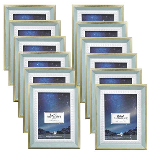 12PK Unigift Luna Gold Trim Border Glass Picture Photo Frame 13x18cm Green