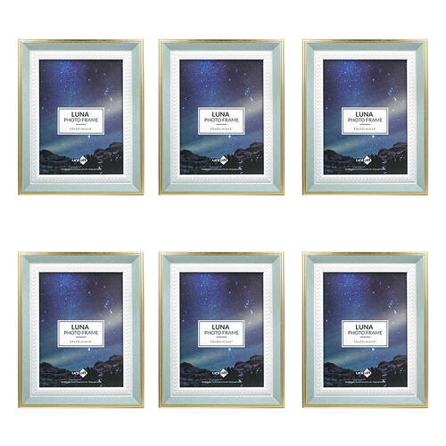 6PK Unigift Luna Gold Trim Border Glass Picture Photo Frame 15x20cm Green