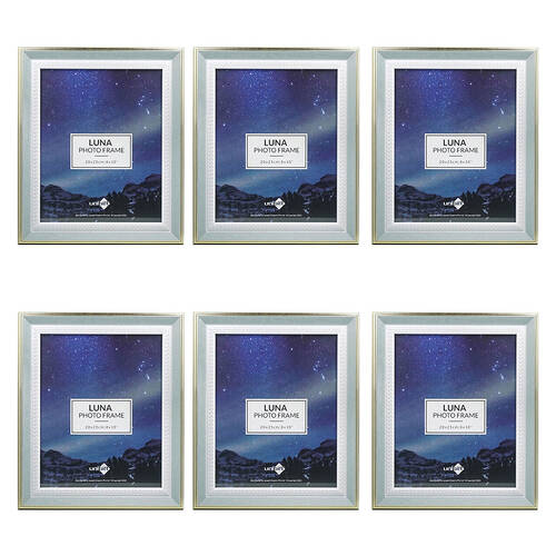 6PK Unigift Luna Gold Trim Border Glass Picture Photo Frame 20x25cm Green