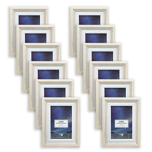 12PK Unigift Luna Cream Trim Border Glass Picture Photo Frame 10x15cm Pink