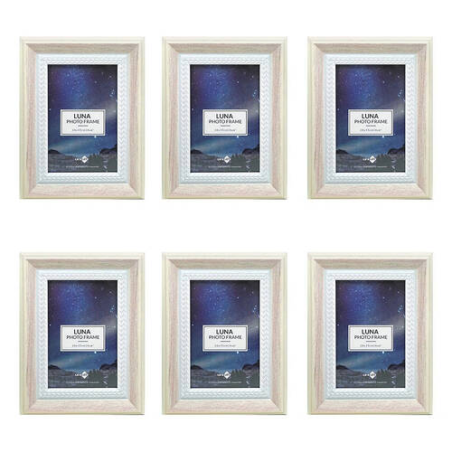 6PK Unigift Luna Cream Trim Border Glass Picture Photo Frame 10x15cm Pink
