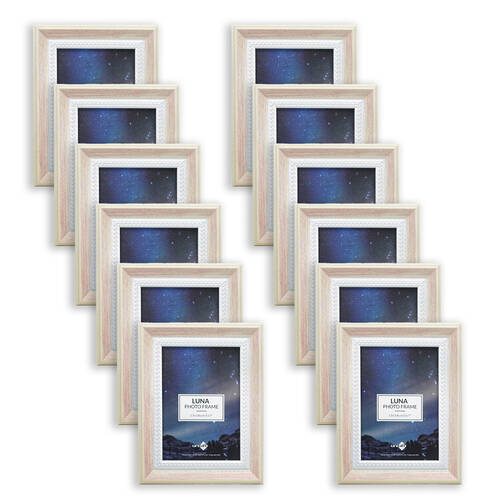 12PK Unigift Luna Cream Trim Border Glass Picture Photo Frame 13x18cm Pink