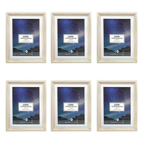 6PK Unigift Luna Cream Trim Border Glass Picture Photo Frame 15x20cm Pink