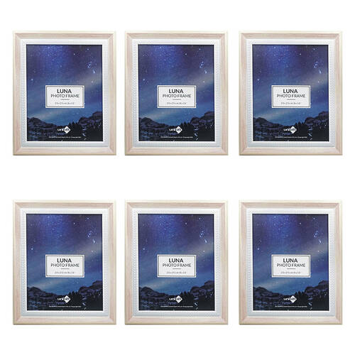 6PK Unigift Luna Cream Trim Border Glass Picture Photo Frame 20x25cm Pink