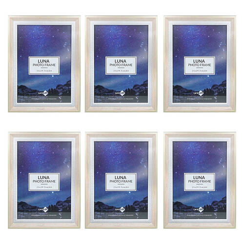 6PK Unigift Luna Cream Trim Border Glass Picture Photo Frame A4 21x29.7cm Pink
