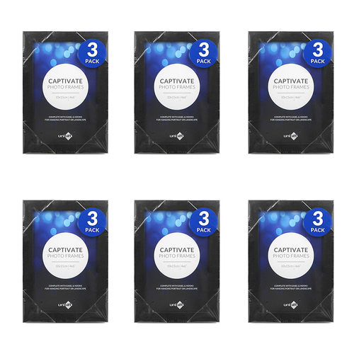6PK 3pc Unigift 10x15cm Captivate Glass Photo Frame Assorted - Black/White