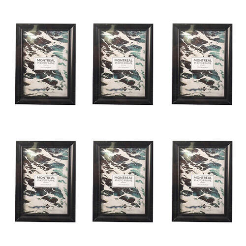6PK Unigift Montreal Glass Home Decor Picture Photo Frame 10x15cm Assorted