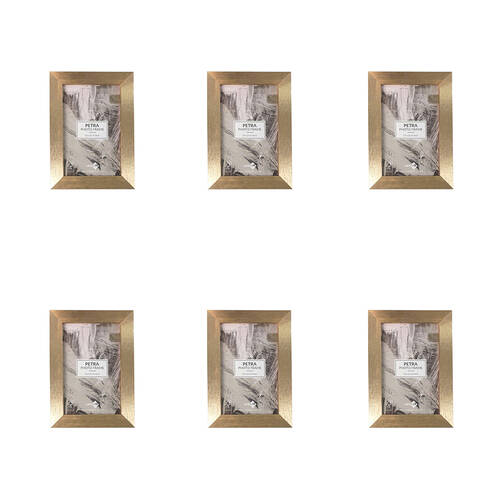 6PK Unigift Petra Wooden Picture Photo Frame 13x18cm Metallic Assorted