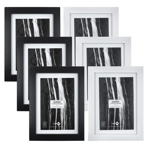 6PK Unigift 13x18cm Quebec Matboard Photo Picture Frame Assorted