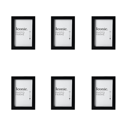 6PK Unigift 10x15cm Iconic MDF Glass Photo Frame - Black