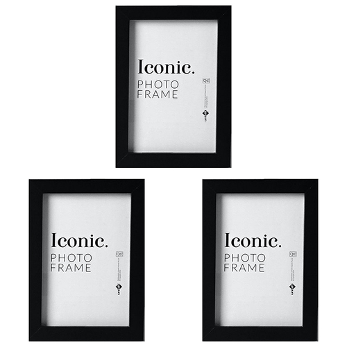 3PK Unigift 50x70cm Iconic MDF Acrylic Photo Frame Picture Holder - Black