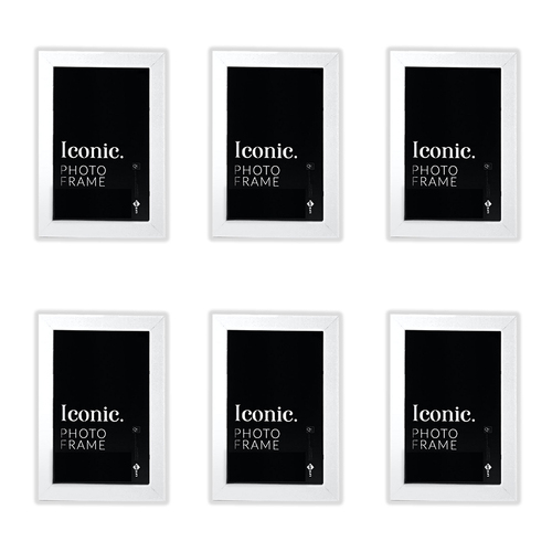 6PK Unigift 15x20cm Iconic MDF Glass Photo Frame - White