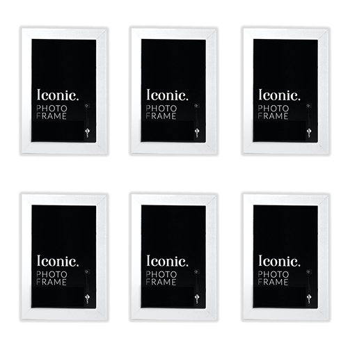 6PK Unigift 20x25cm Iconic MDF Glass Photo Frame - White