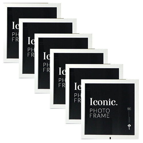 6PK Unigift 20x20cm Iconic MDF Glass Photo Frame - White