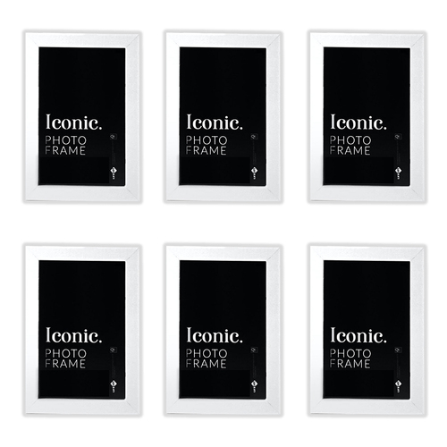 6PK Unigift A4 Iconic MDF Glass Photo Frame Picture Holder - White