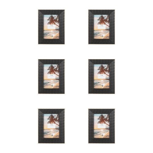 6PK Unigift Maui Photo Frame Picture Holder 10x15cm - Black
