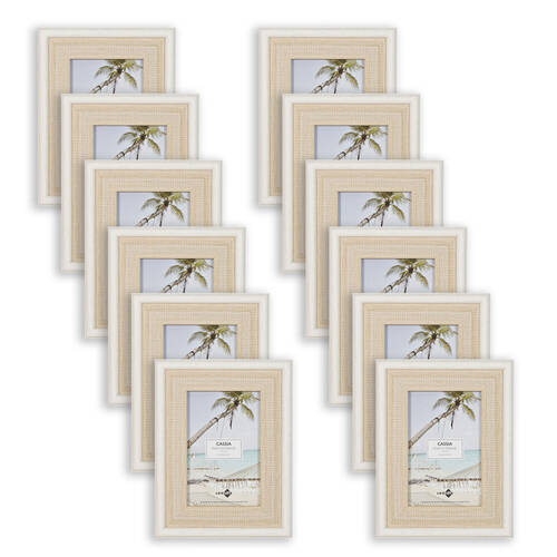 12PK Unigift Cassia Glass Home Decor Picture Photo Frame 10x15cm Natural Beige
