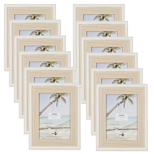 12PK Unigift Cassia Glass Home Decor Picture Photo Frame 13x18cm Natural Beige