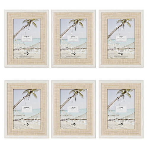 6PK Unigift Cassia Glass Home Decor Picture Photo Frame 13x18cm Natural Beige
