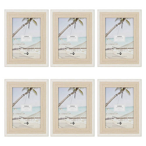 6PK Unigift Cassia Glass Home Decor Picture Photo Frame 15x20cm Natural Beige