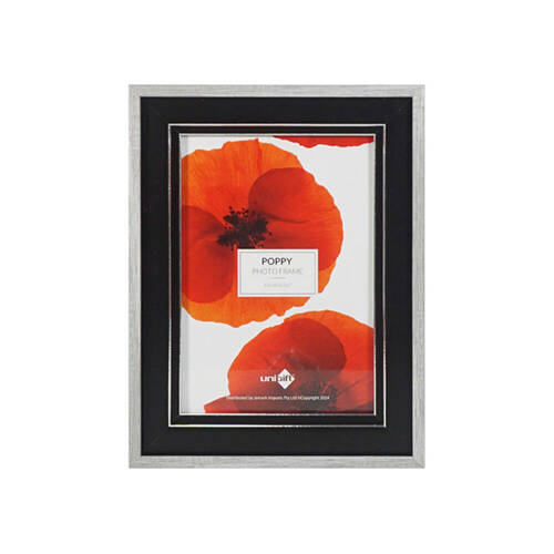 12PK Unigift Poppy Photo Frame Picture Holder 13x18cm - Black/Grey