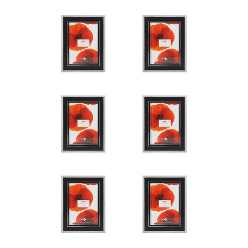 6PK Unigift Poppy Photo Frame Picture Holder 13x18cm - Black/Grey