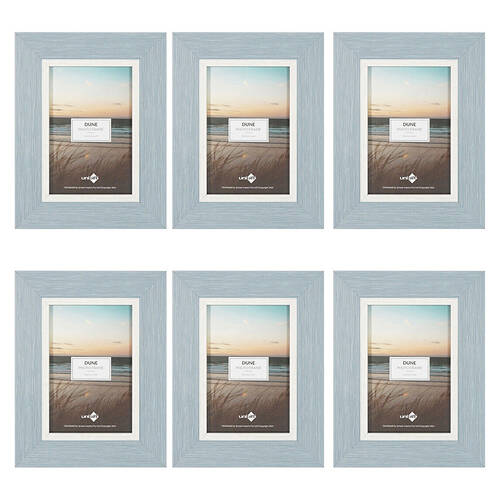6PK Unigift Dune Glass Home Decor Picture Photo Frame 10x15cm Blue & White