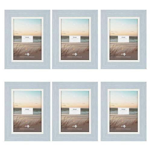 6PK Unigift Dune Glass Home Decor Picture Photo Frame 13x18cm Blue & White