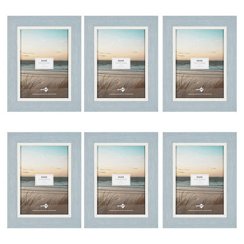 6PK Unigift Dune Glass Home Decor Picture Photo Frame 15x20cm Blue & White