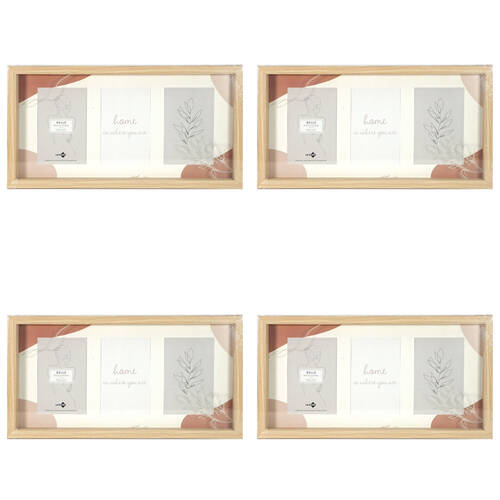 4PK Unigift Belle Collage 3-Openings 4x6in Photo Frame - Natural