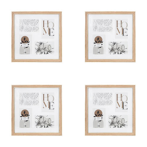 4PK Unigift Louise Collage 4-Opening Photo Frame Square 33cm - Brown