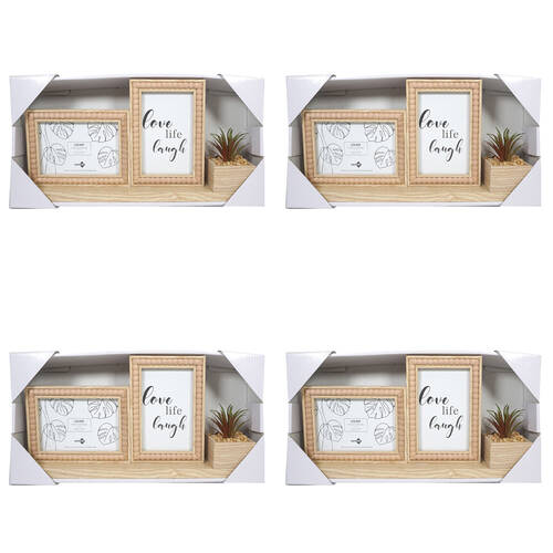 4PK Unigift Louise Tabletop Photo Frame 2-Openings 42x19cm - Brown