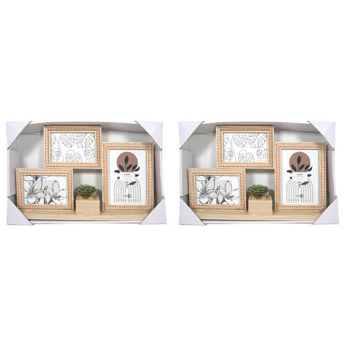2PK Unigift Louise Tabletop Photo Frame 3-Openings 46x27cm - Brown