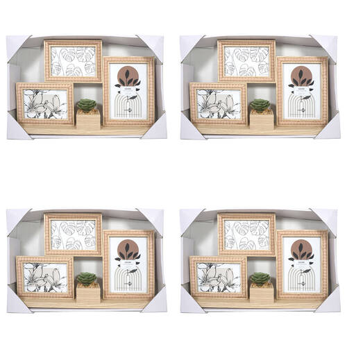 4PK Unigift Louise Tabletop Photo Frame 3-Openings 46x27cm - Brown