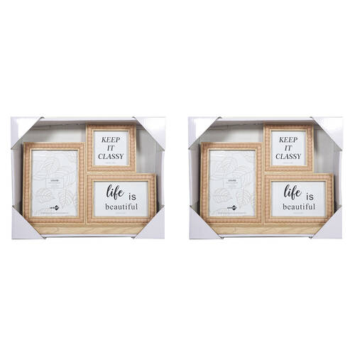 2PK Unigift Louise Tabletop Photo Frame 3-Openings 36x27cm - Brown