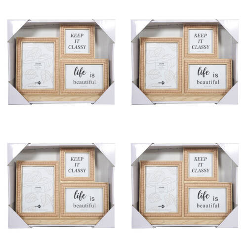 4PK Unigift Louise Tabletop Photo Frame 3-Openings 36x27cm - Brown