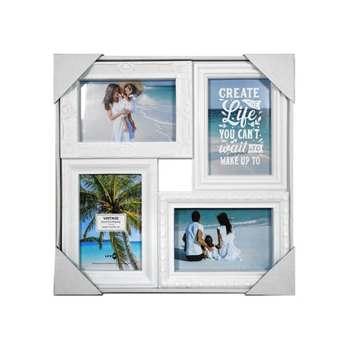Unigift Vintage Collage 4-Openings Photo Frame Square 34cm - White