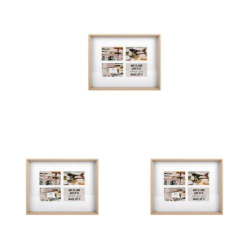 3PK Unigift Soho 4-Open Collage Picture Frame 10x15cm Natural