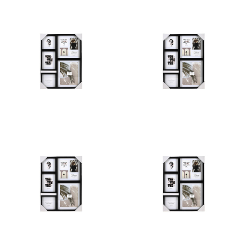4PK Unigift Mode 8-Openings Collage Picture Frame Black