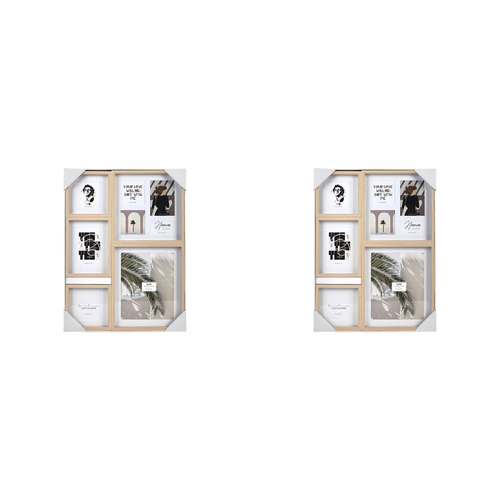 2PK Unigift Mode 8-Openings Collage Picture Frame Natural