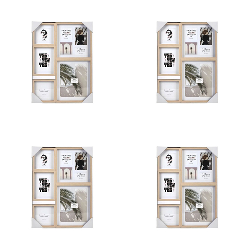 4PK Unigift Mode 8-Openings Collage Picture Frame Natural