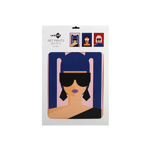 3pc Unigift Art Prints Poster Funky Girl 30x40cm - Assorted