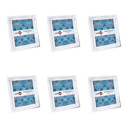 6PK Unigift 20x25cm Baroque Photo Frame Picture Holder - White