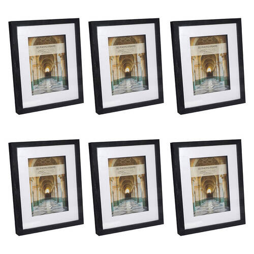 6PK Unigift 3D Wooden/Glass Hanging Picture Photo Frame 20x25/13x18cm Black