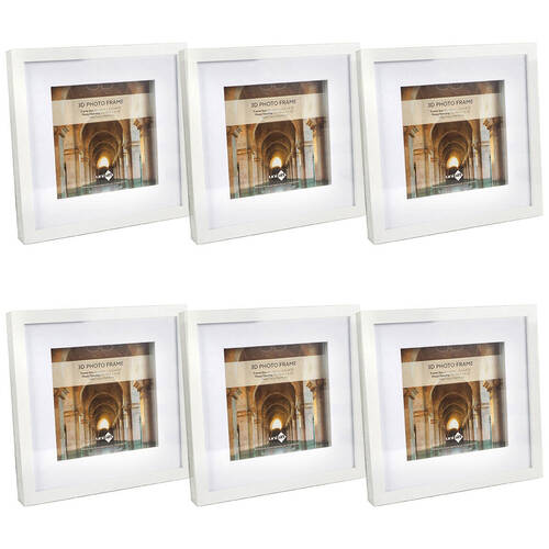 6PK Unigift 3D Wooden/Glass Picture Photo Frame 22x22cm/15x15cm White
