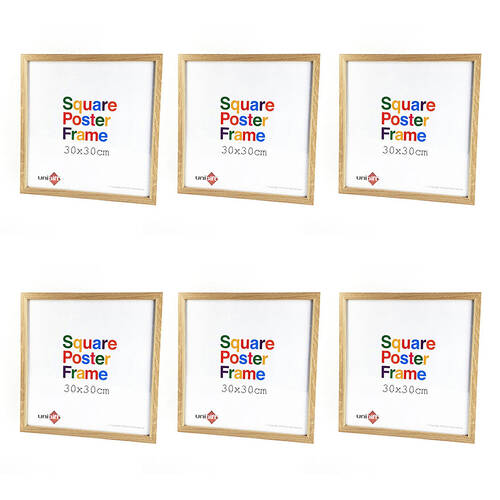 6PK Unigift Square Poster Wooden/Glass Picture Photo Frame 30x30cm Natural