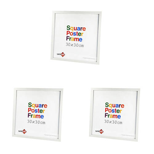 3PK Unigift Square Poster Wooden/Glass Picture Photo Frame 30x30cm White