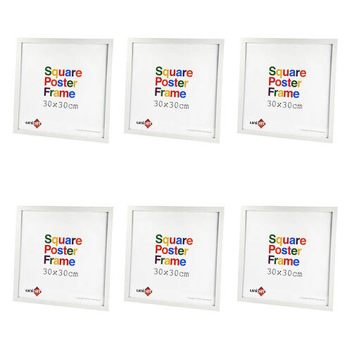 6PK Unigift Square Poster Wooden/Glass Picture Photo Frame 30x30cm White