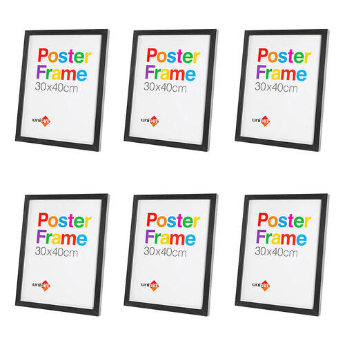 6PK Unigift Wooden/Glass Hanging Poster Picture Photo Frame 30x40cm Black